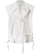 Mm6 Maison Margiela Oversized Leather Biker Gilet - White