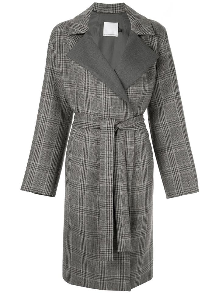 Christopher Esber Belted Check Coat - Grey