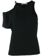 T By Alexander Wang Matte Poly Crepe Asymmetrical Top, Women's, Size: 4, Black, Polyester