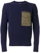 Moncler Cargo Pocket Ribbed Jumper - Blue