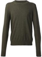 Maison Margiela Crew Neck Jumper, Men's, Size: Small, Green, Calf Leather/wool