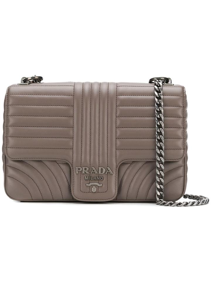 Prada Embossed Square Shoulder Bag - Grey