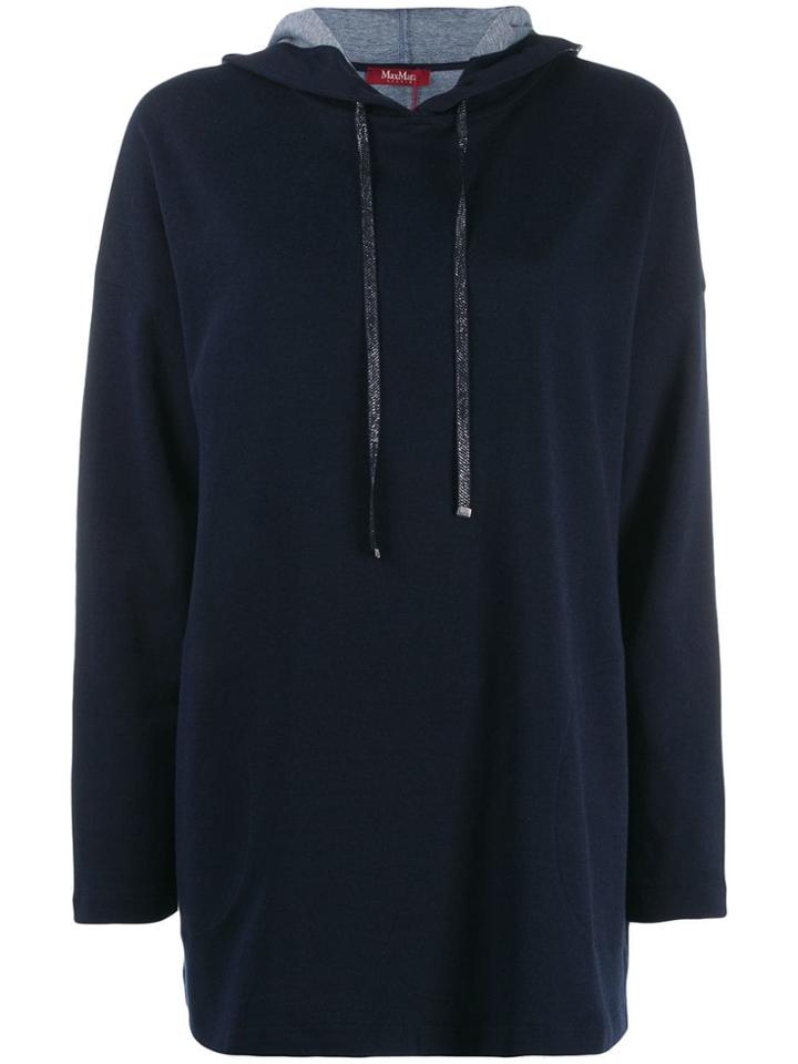 Max Mara Studio Longline Hoodie - Blue