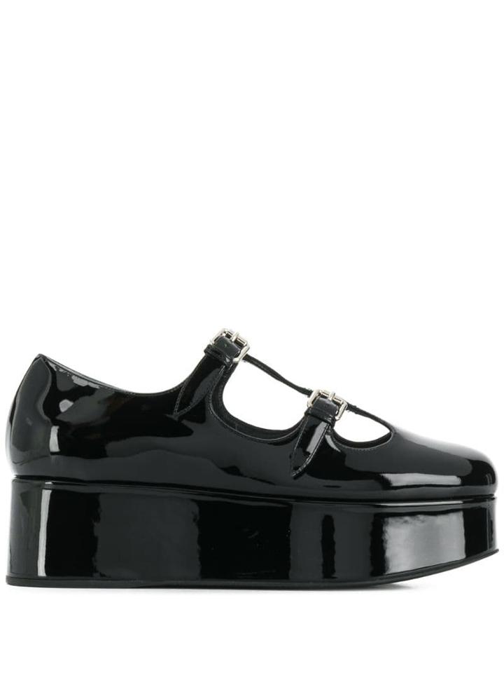 Miu Miu Patent Leather Wedge Ballerinas - Black