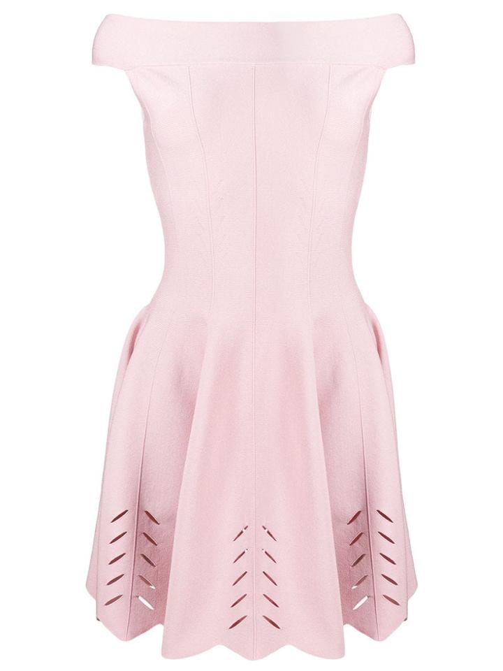 Alexander Mcqueen Off Shoulder Pleated Dress - Pink