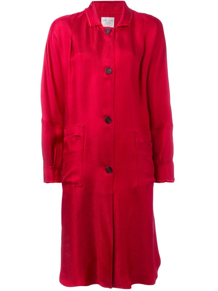 Forte Forte - Panelled Sleeve Coat - Women - Polyamide/viscose - 1, Red, Polyamide/viscose