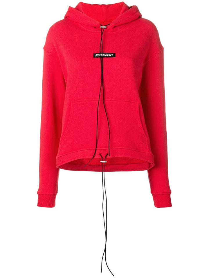Represent Drawstring Logo Patch Hoodie - Red