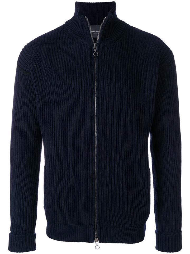 Roberto Collina Ribbed Zip Up Cardigan - Blue