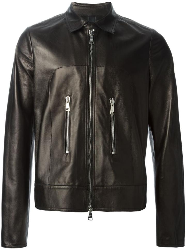 Giorgio Brato Biker Jacket, Men's, Size: 50, Black, Lamb Skin