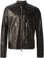 Giorgio Brato Biker Jacket, Men's, Size: 50, Black, Lamb Skin