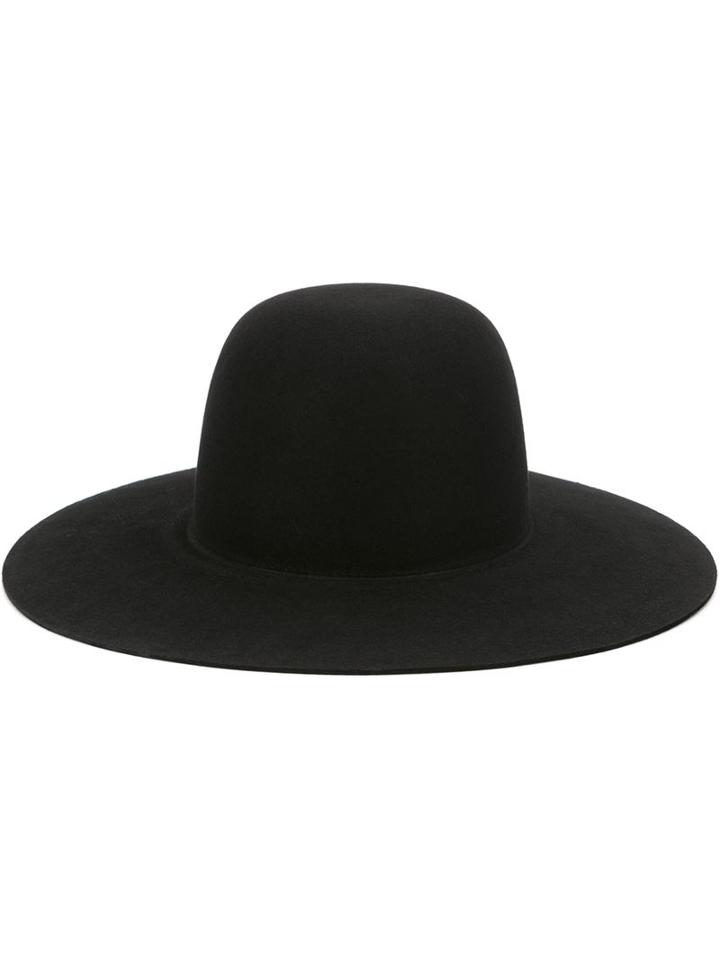 Off-white Wide Brim Hat, Women's, Black, Rabbit Fur