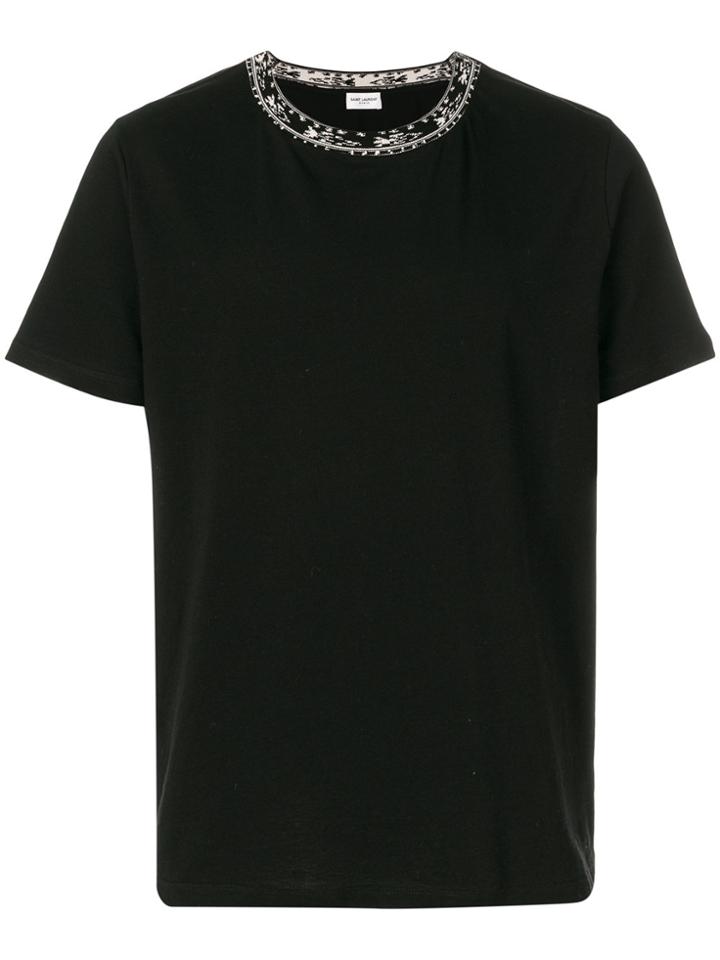Saint Laurent Contrast-collar T-shirt - Black