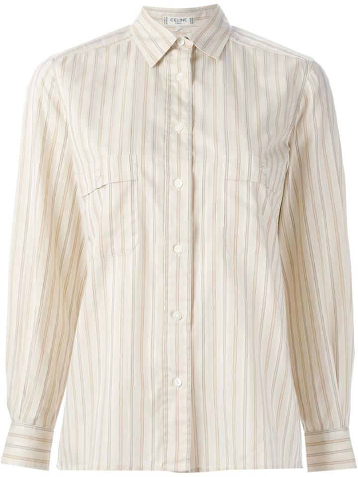 Céline Vintage Striped Shirt, Women's, Size: 38, Nude/neutrals