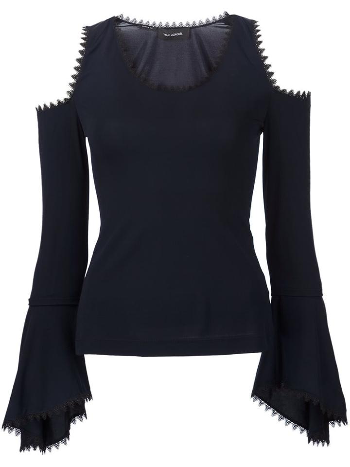 Yigal Azrouel Lace Detail Cold-shoulder Top, Women's, Size: 8, Black, Spandex/elastane/viscose