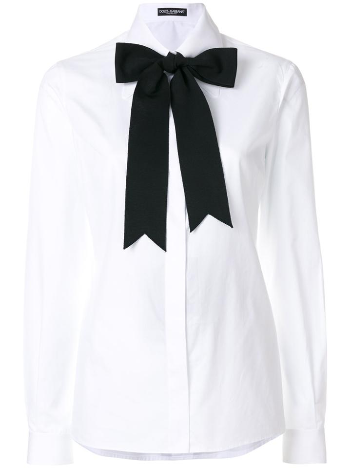 Dolce & Gabbana Bow Tie Shirt - White