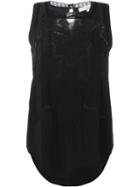 Vanessa Bruno Embroidered Sleeveless Top, Women's, Size: 38, Black, Silk/cotton