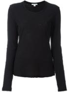 James Perse Round Neck Longsleeved T-shirt, Women's, Size: 3, Black, Cotton