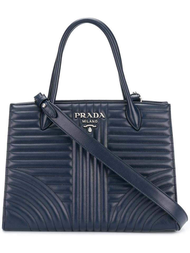 Prada Diagramme Tote Bag - Blue