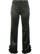 Jour/né Ruffled Hem Cropped Trousers, Women's, Size: 36, Black, Polyester/spandex/elastane