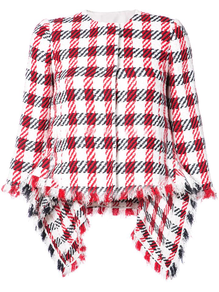 Oscar De La Renta Asymmetric Jacket With Frayed Hem - White