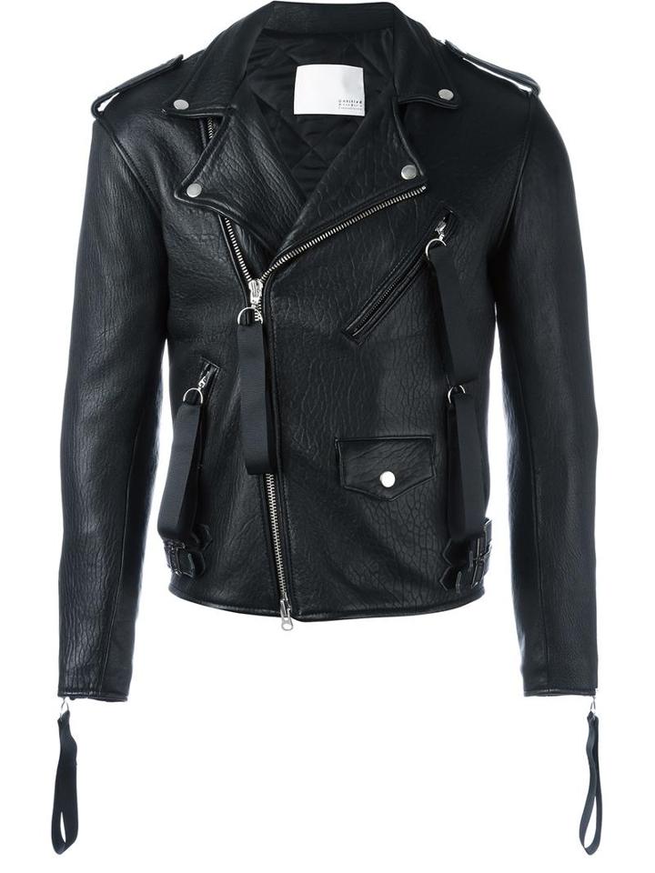 Matthew Miller Biker Jacket, Men's, Size: Medium, Black, Leather/acetate/viscose