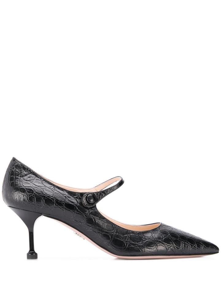 Prada Crocodile Leather Pumps - Black