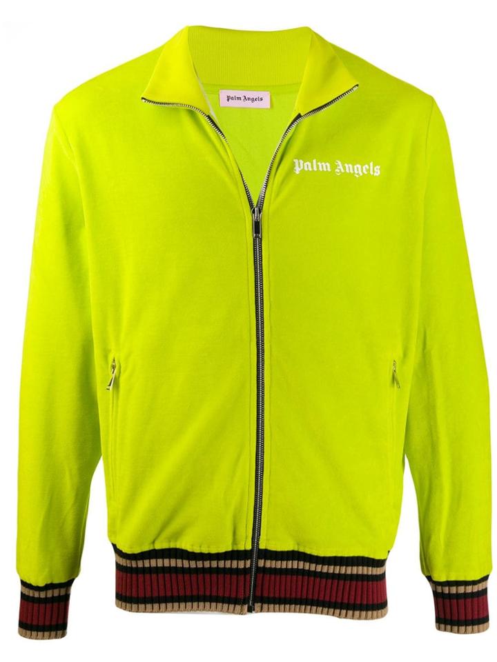 Palm Angels Ribbed Trim Track Jacket - Green