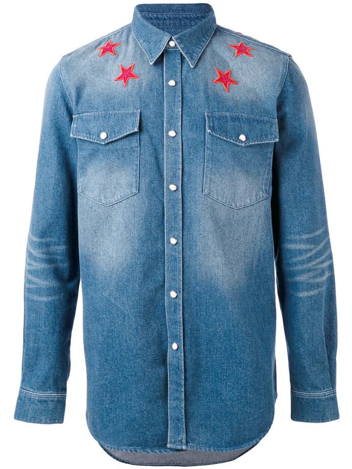 Givenchy Denim Star Embroidered Shirt - Blue