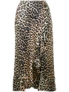 Ganni - Flared Leopard Skirt - Women - Silk/spandex/elastane - 38, Black, Silk/spandex/elastane