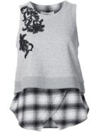 Derek Lam 10 Crosby Floral Lace Layered Tank, Women's, Size: Medium, Grey, Cotton