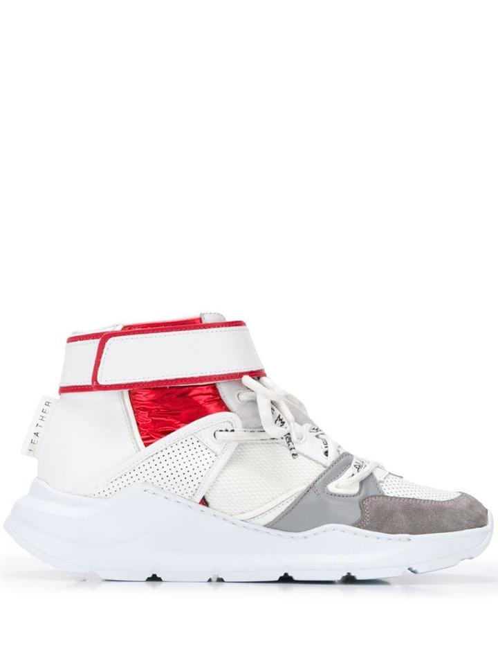 Leather Crown High-top Leather Sneakers - White