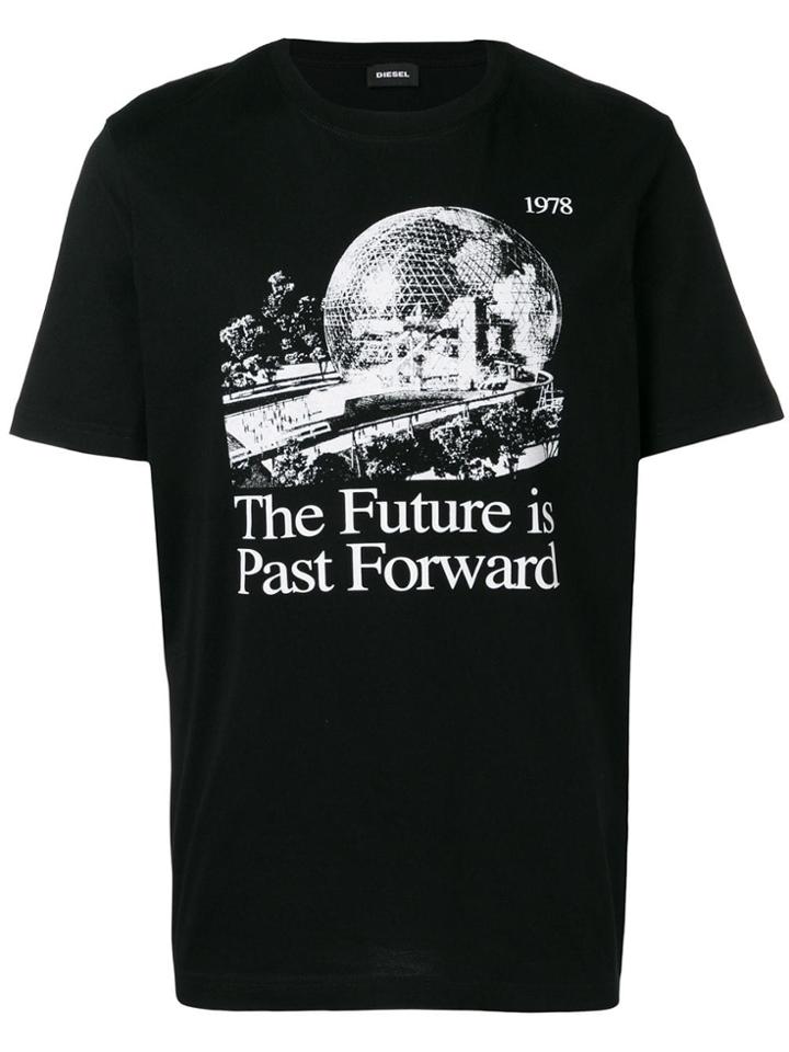 Diesel Slogan Graphic Print T-shirt - Black