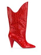 Attico Crocodile Effect Betta Boots - Red