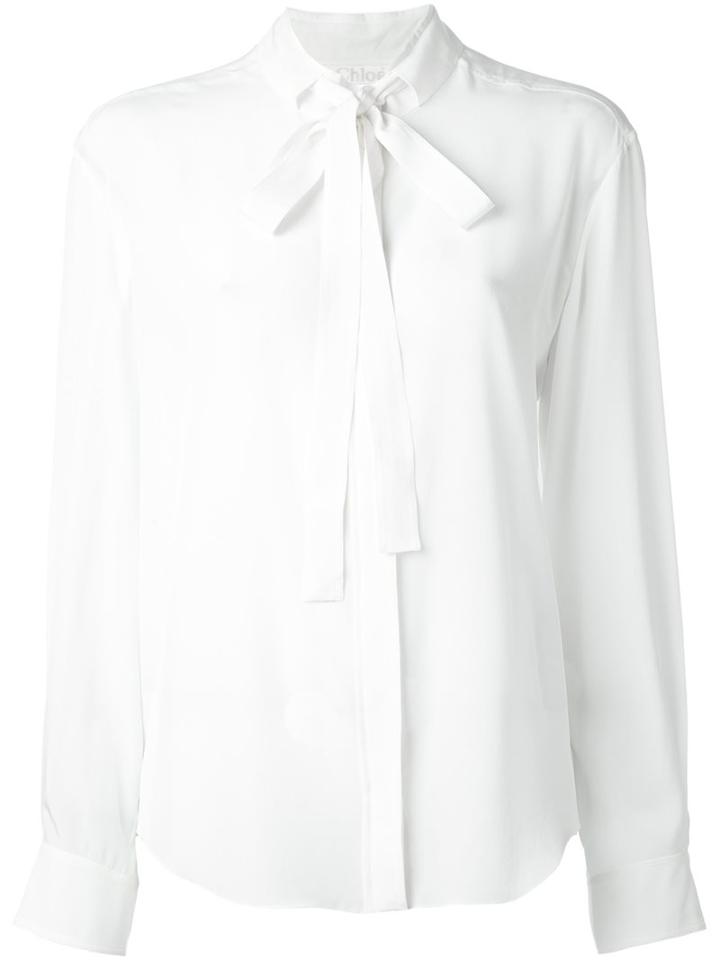 Chloé Pussy Bow Shirt, Women's, Size: 40, Nude/neutrals, Silk
