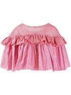 Jourden Ruffled Gingham Top - Red