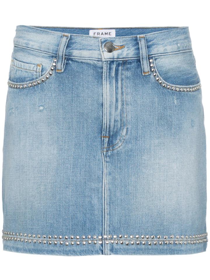 Frame Denim Blue Le Studded Denim Mini Skirt