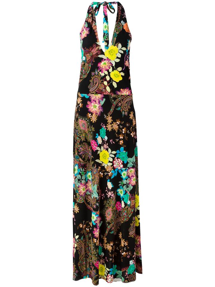 Etro Floral Print Maxi Dress, Women's, Size: 42, Black, Viscose