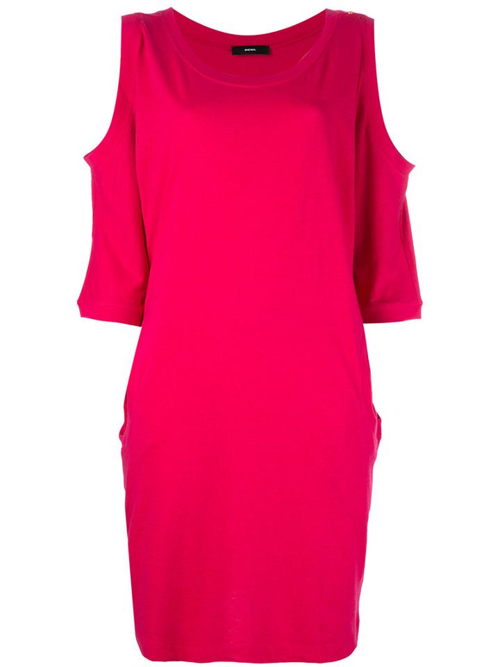 Diesel Cut-out Shoulder Dress, Women's, Size: Xs, Pink/purple, Cotton/polyester