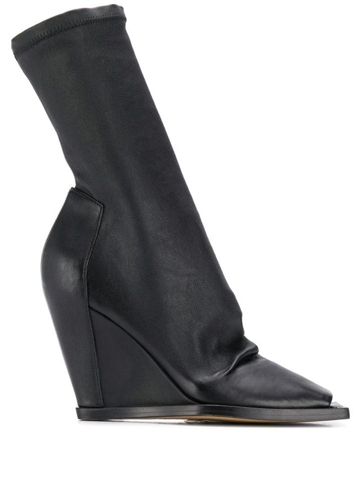 Rick Owens Open-toe Wedge Booties - Black