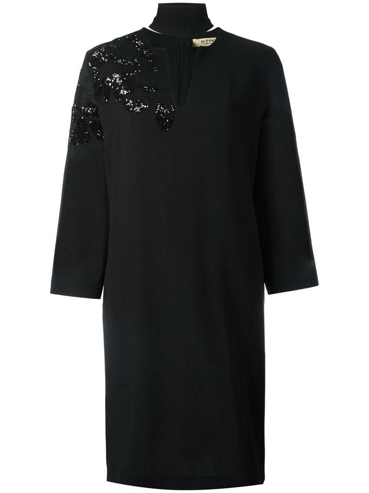 Etro Sequined Detail Dress, Women's, Size: 42, Black, Wool/silk/polyester