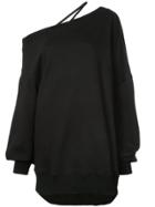 Vera Wang Off Shoulder Oversize Sweatshirt - Black