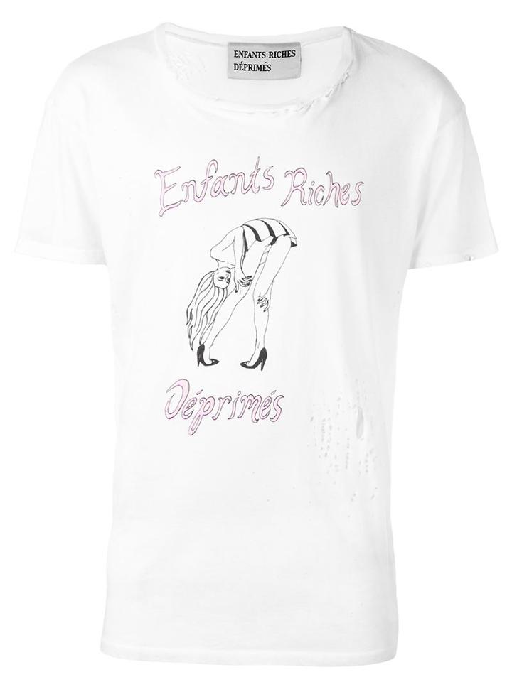 Enfants Riches Deprimes Logo Print T-shirt, Adult Unisex, Size: Xl, White, Cotton