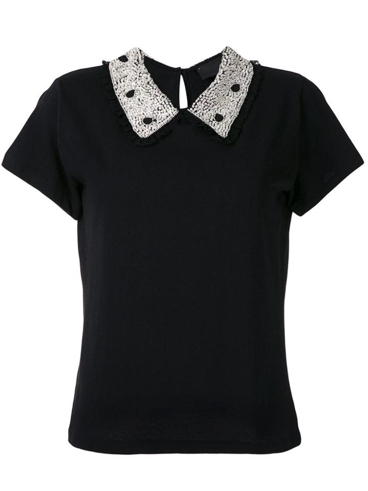 Andrea Bogosian Embroidered Collar T-shirt - Black