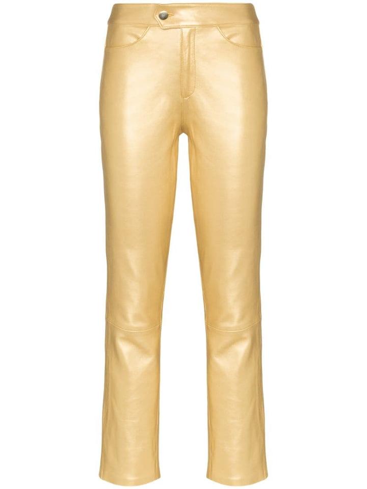 Skiim Slim-fit Leather Trousers - Gold