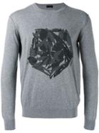 Z Zegna Fox Print Sweatshirt, Men's, Size: Xxl, Grey, Cotton