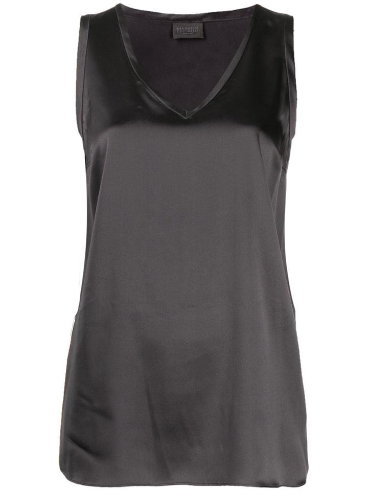 Brunello Cucinelli Satin Tank Top - Grey