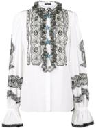 Dolce & Gabbana Ruffled Lace Insert Blouse - White