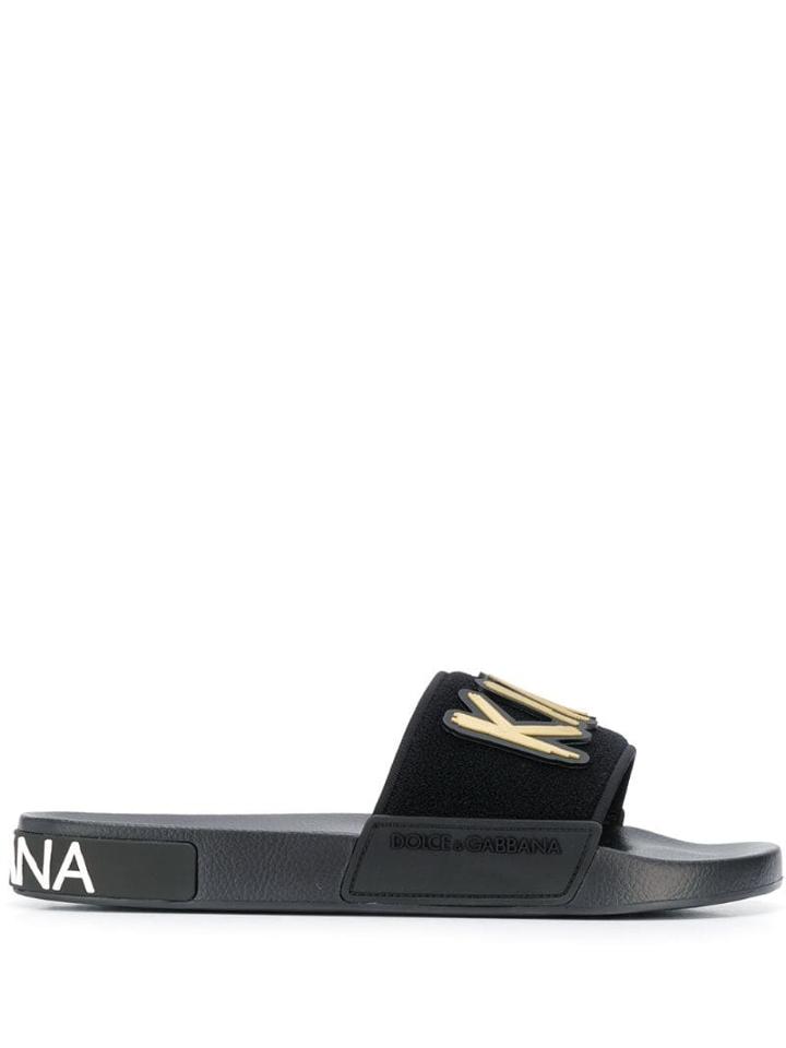 Dolce & Gabbana King Patch Slides - Black