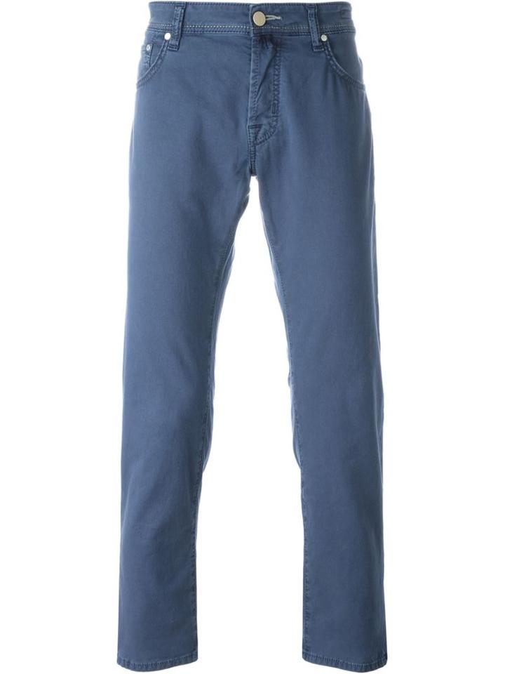 Jacob Cohen Straight-leg Trousers, Men's, Size: 34, Blue, Cotton/spandex/elastane