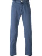 Jacob Cohen Straight-leg Trousers, Men's, Size: 34, Blue, Cotton/spandex/elastane